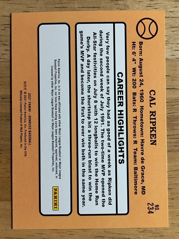 2021 Donruss #234 Cal Ripken RETRO