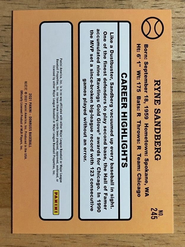2021 Donruss #245 Ryne Sandberg RETRO