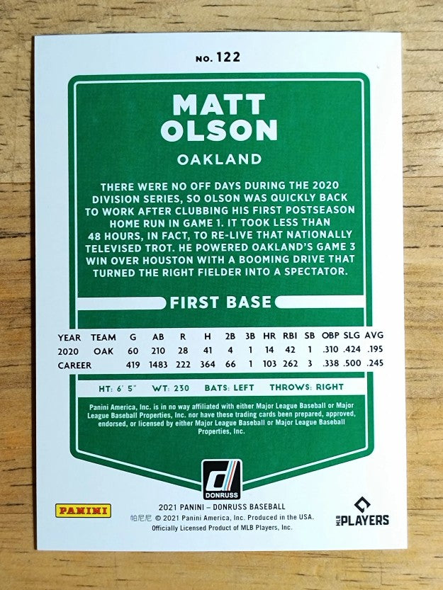 2021 Donruss Red #122 Matt Olson