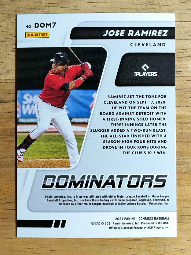 2021 Donruss Dominators Diamond #7 Jose Ramirez