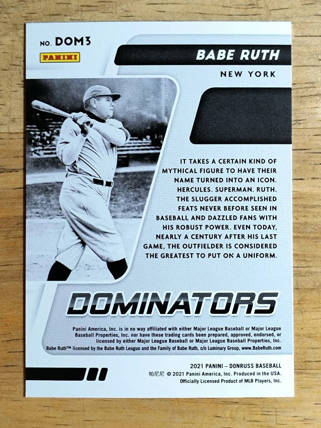 2021 Donruss Dominators Diamond #3 Babe Ruth