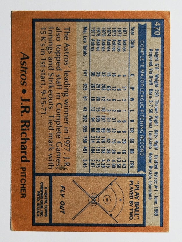 1978 Topps #470 J.R. Richard (VG)