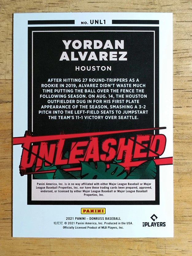 2021 Donruss Unleashed Diamond #1 Yordan Alvarez