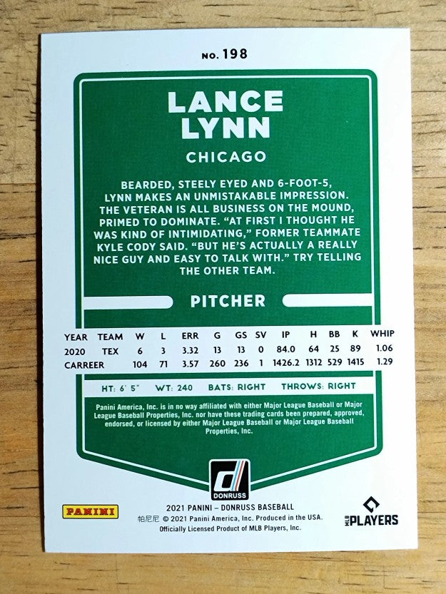 2021 Donruss Holo Orange #198 Lance Lynn