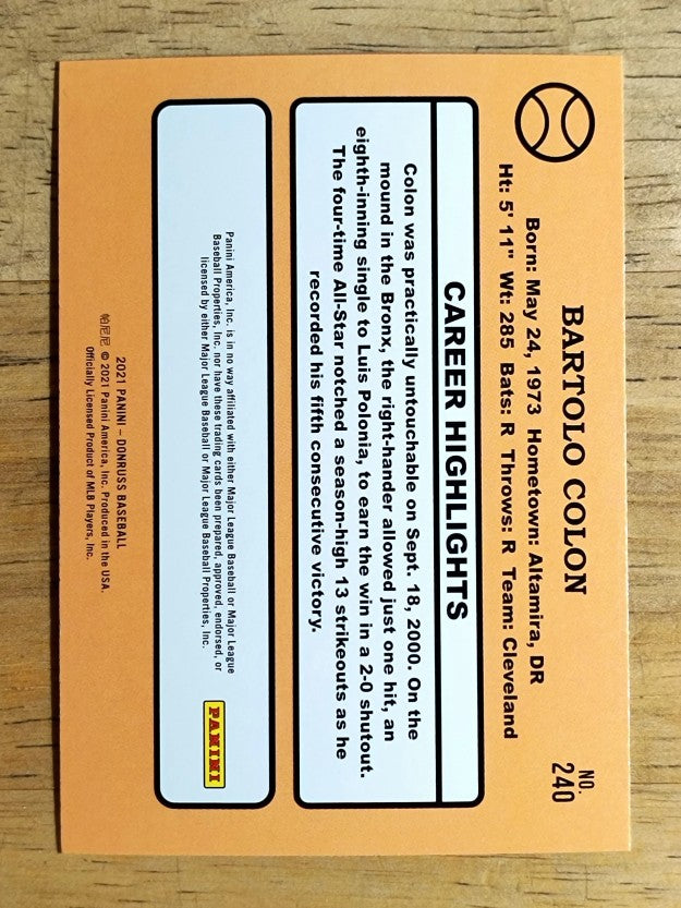 2021 Donruss Holo Orange #240 Bartolo Colon RETRO
