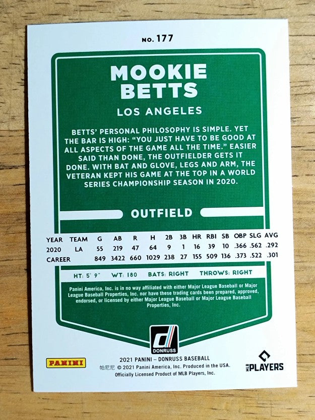 2021 Donruss Holo Orange #177 Mookie Betts