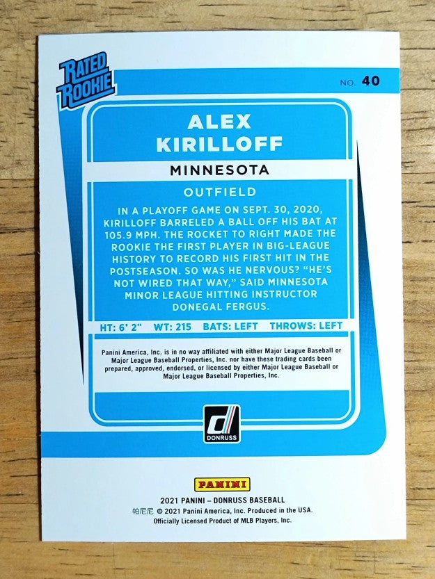 2021 Donruss Holo Orange #40 Alex Kirilloff RR