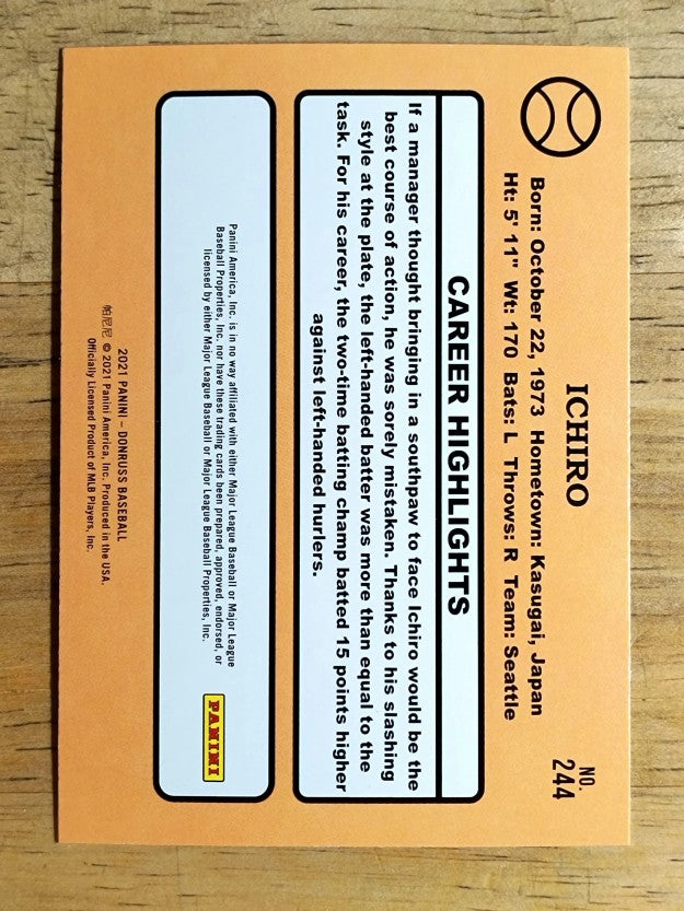 2021 Donruss Holo Orange #244 Ichiro Suzuki RETRO
