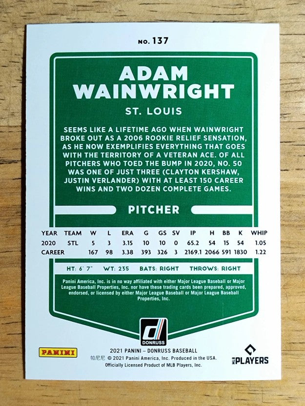 2021 Donruss Holo Orange #137 Adam Wainwright