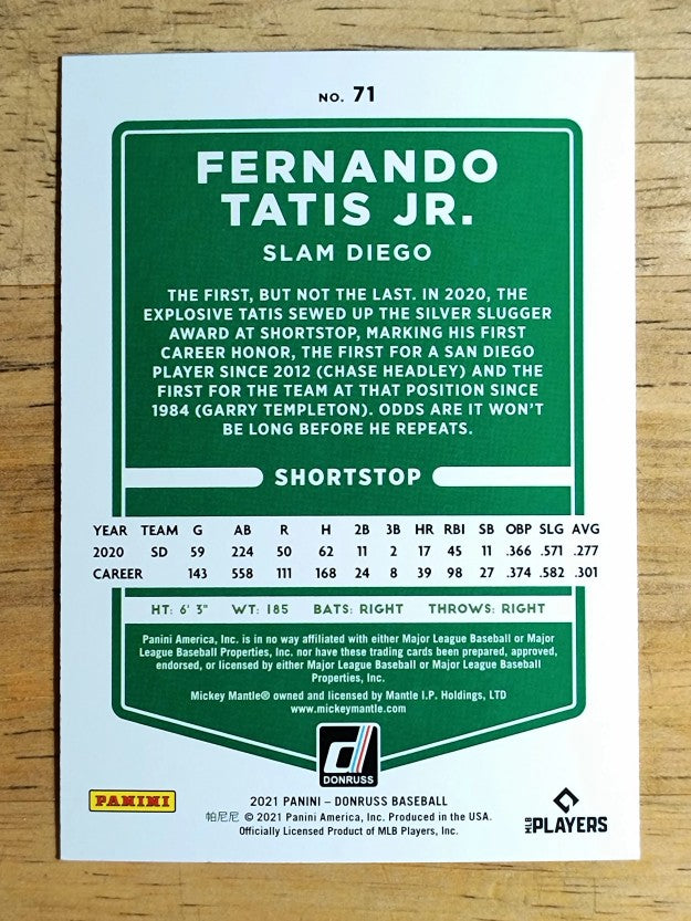 2021 Donruss Variations Holo Orange #71 Fernando Tatis Jr.