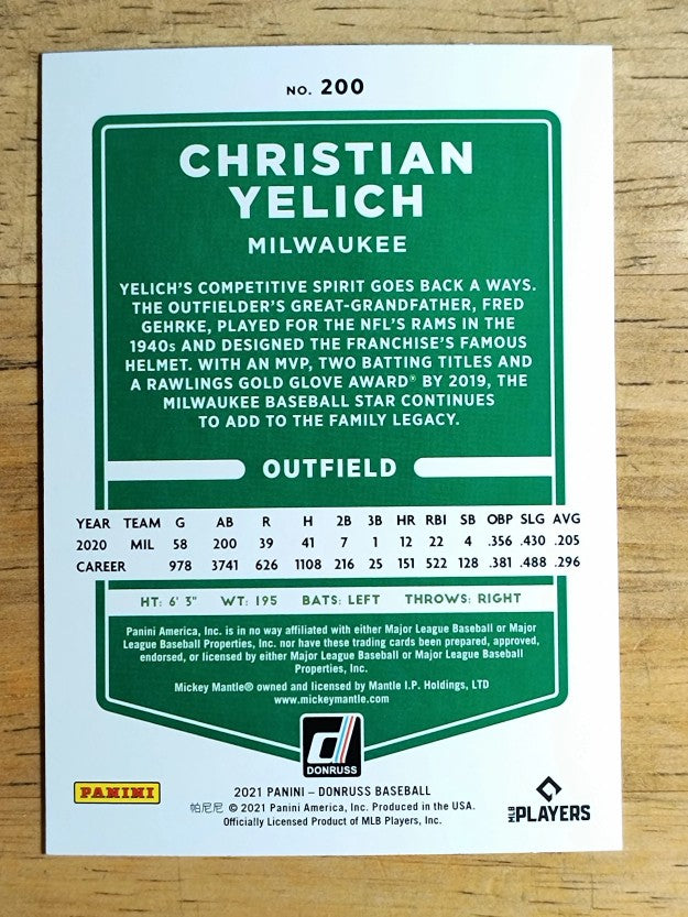2021 Donruss Variations #200 Christian Yelich