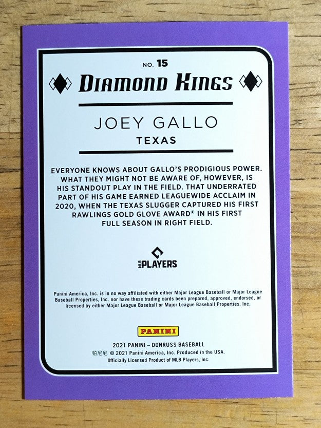 2021 Donruss #15 Joey Gallo DK