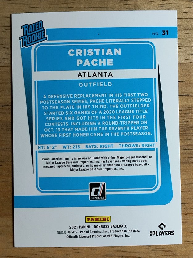 2021 Donruss #31 Cristian Pache RR RC