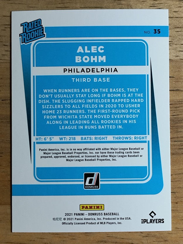 2021 Donruss #35 Alec Bohm RR RC