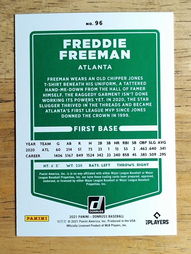 2021 Donruss #96 Freddie Freeman