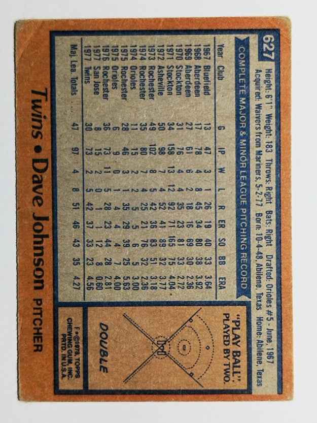 1978 Topps #627 David Johnson (GOOD)