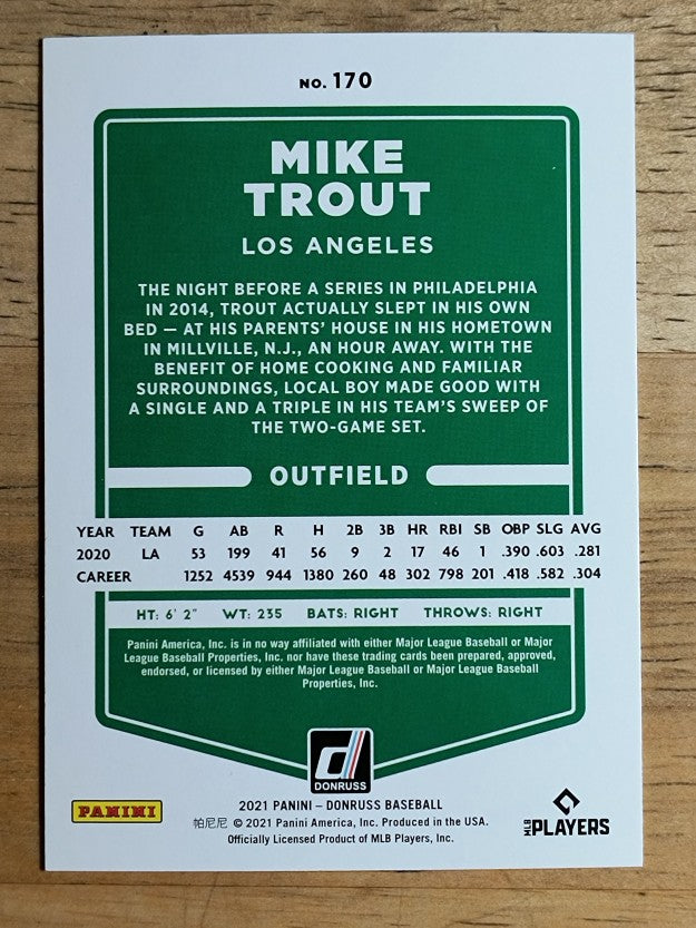 2021 Donruss #170 Mike Trout