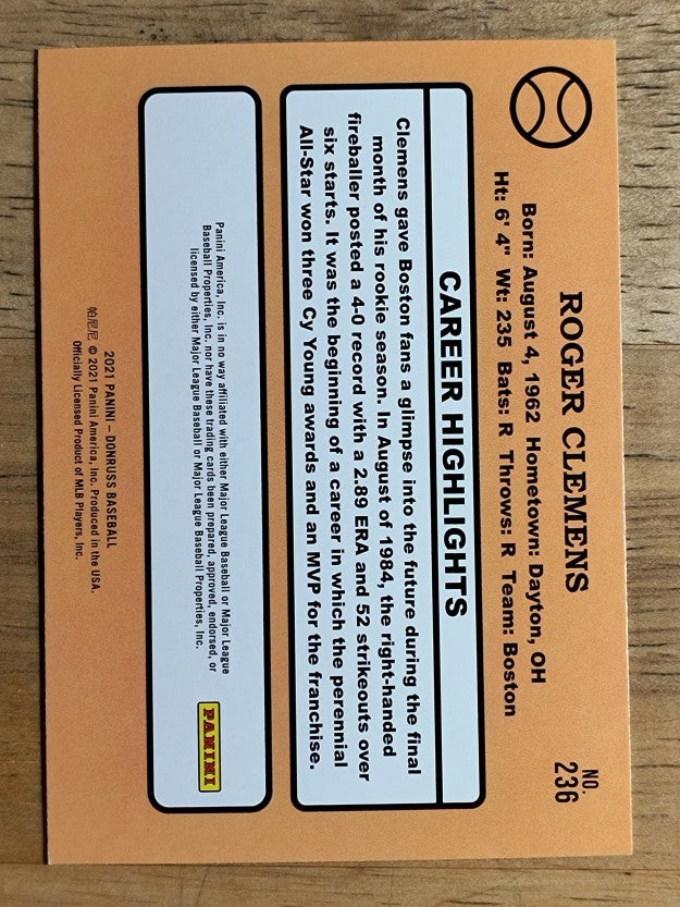 2021 Donruss #236 Roger Clemens RETRO