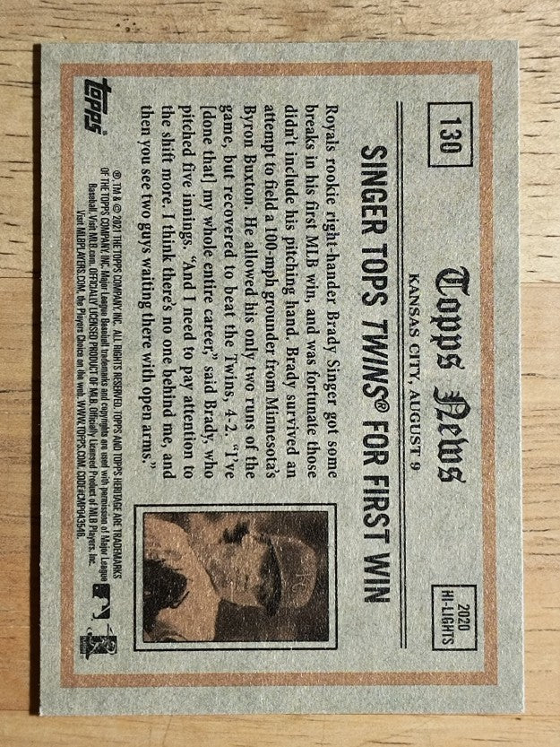 2021 Topps Heritage #130 Brady Singer IA