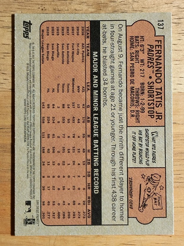 2021 Topps Heritage #137 Fernando Tatis Jr.