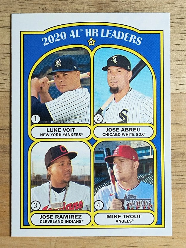 2021 Topps Heritage #90 Mike Trout/Jose Abreu/Jose Ramirez/Luke Voit LL