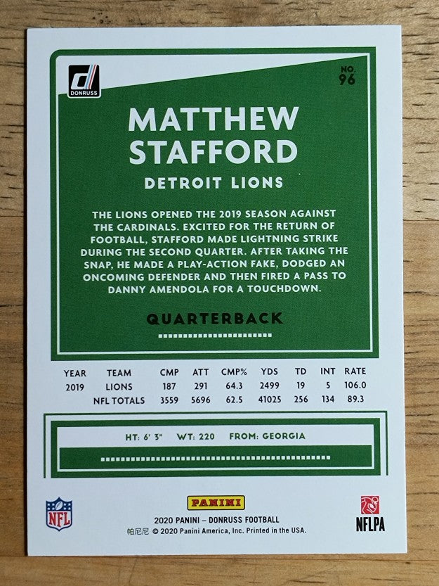 2020 Donruss #96A Matthew Stafford