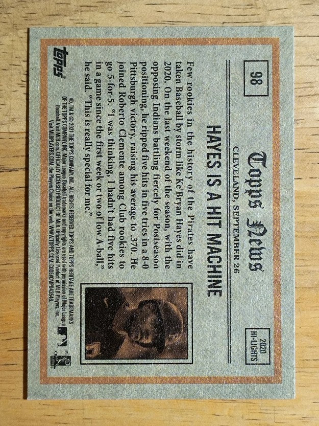 2021 Topps Heritage #98 Ke'Bryan Hayes IA