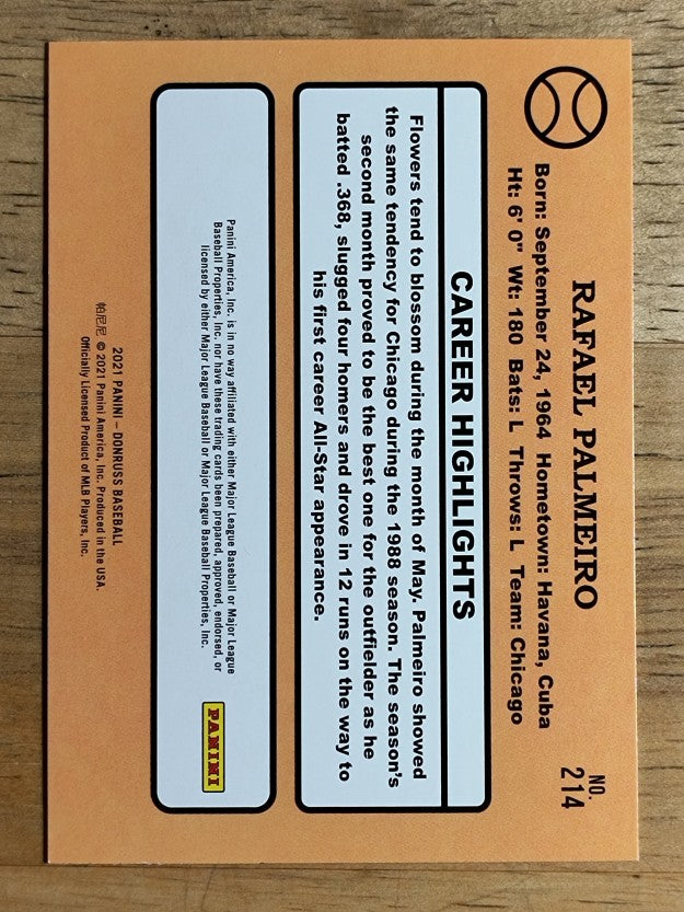2021 Donruss #214 Rafael Palmeiro RETRO