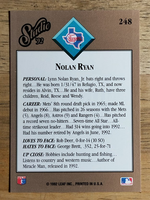 1992 Studio #248 Nolan Ryan