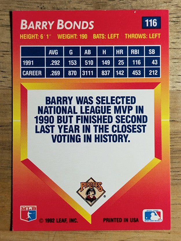 1992 Triple Play #116 Barry Bonds
