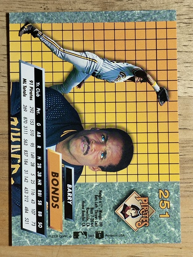 1992 Ultra #251 Barry Bonds