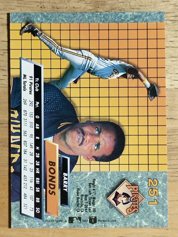 1992 Ultra #251 Barry Bonds