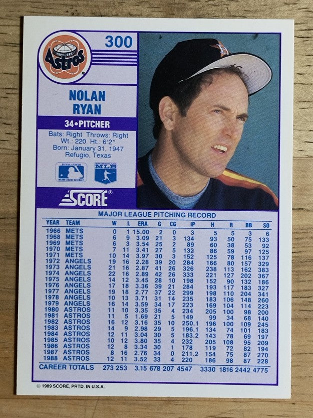 1989 Score #300 Nolan Ryan