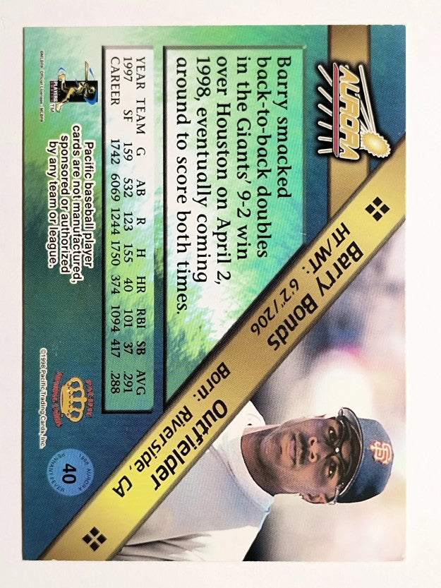 1998 Aurora Pennant Fever #40 Barry Bonds