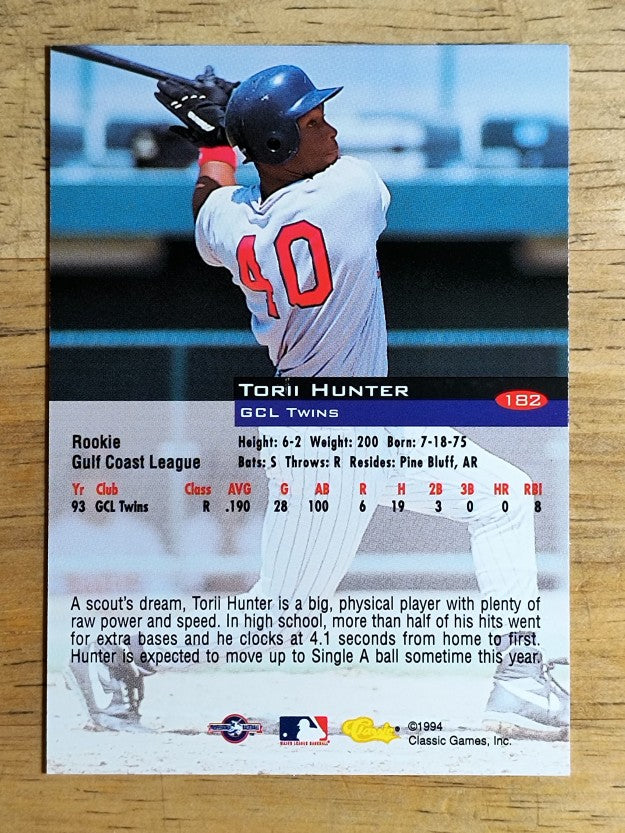 1994 Classic #182 Torii Hunter