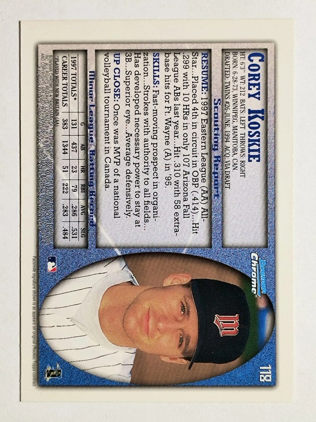 1998 Bowman Chrome #118 Corey Koskie RC