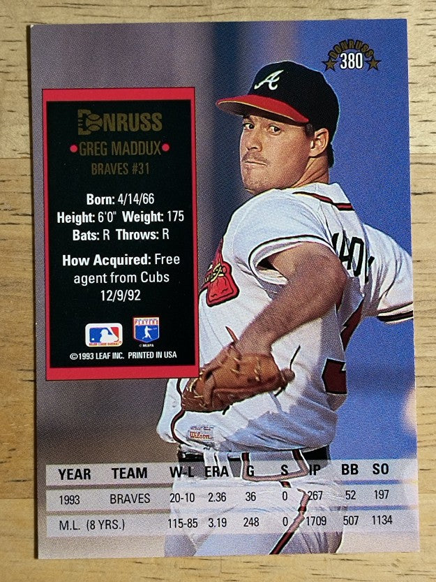 1994 Donruss #380 Greg Maddux