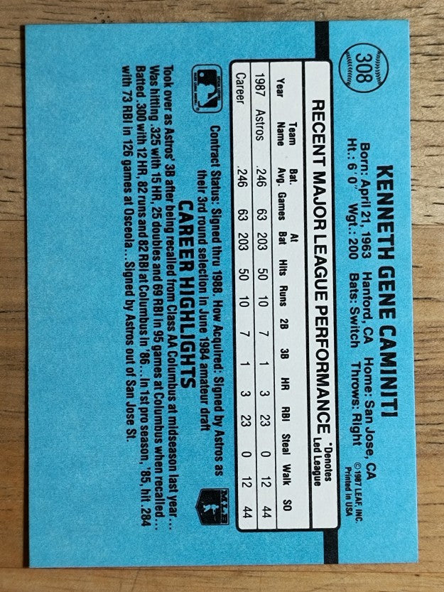 1988 Donruss #308 Ken Caminiti RC