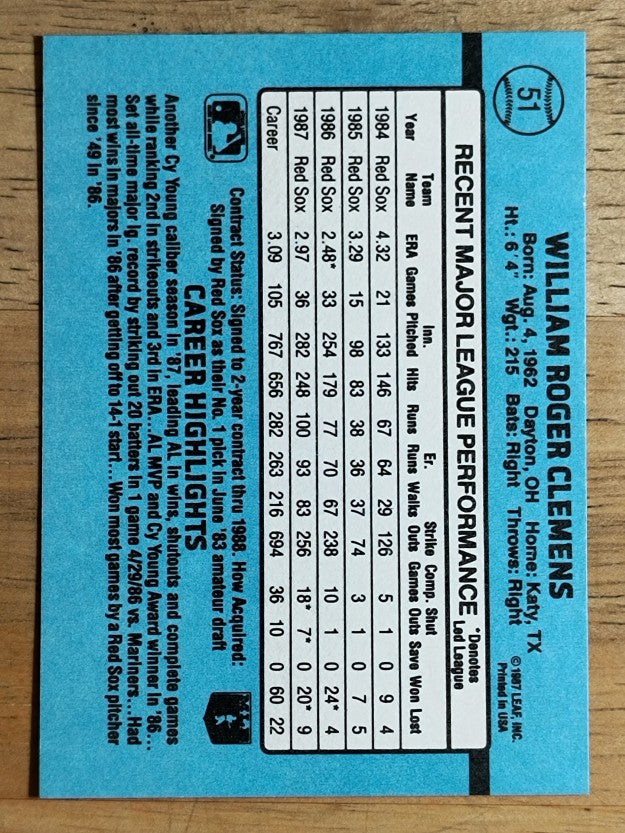 1988 Donruss #51 Roger Clemens