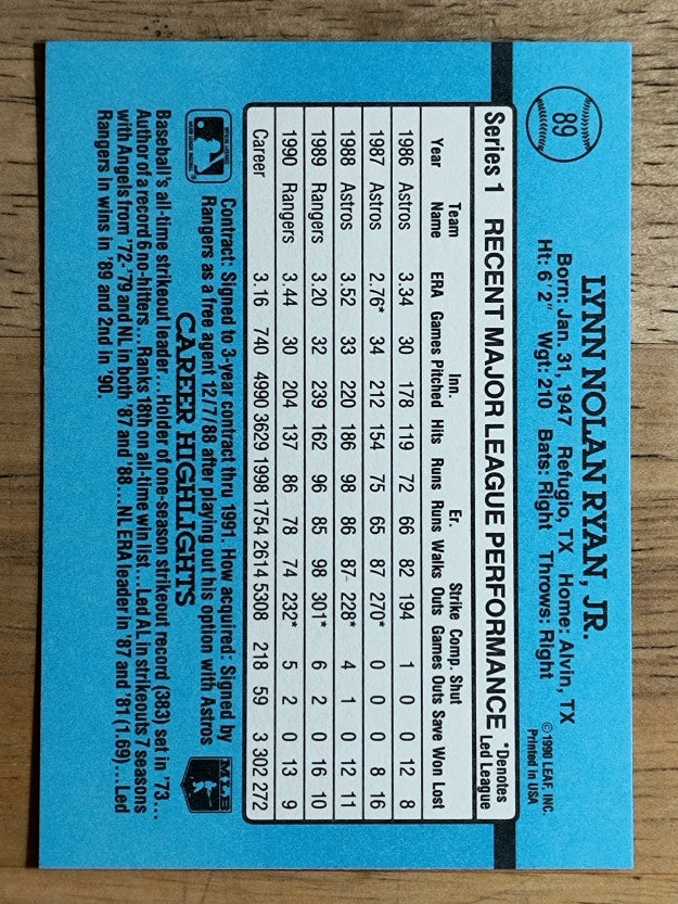1991 Donruss #89 Nolan Ryan