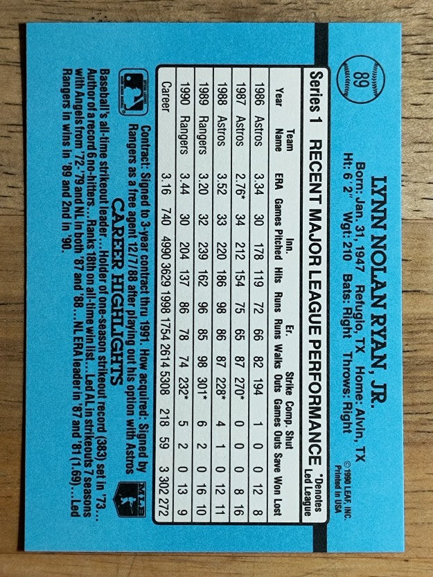 1991 Donruss #89 Nolan Ryan