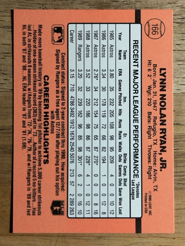 1990 Donruss #166 Nolan Ryan