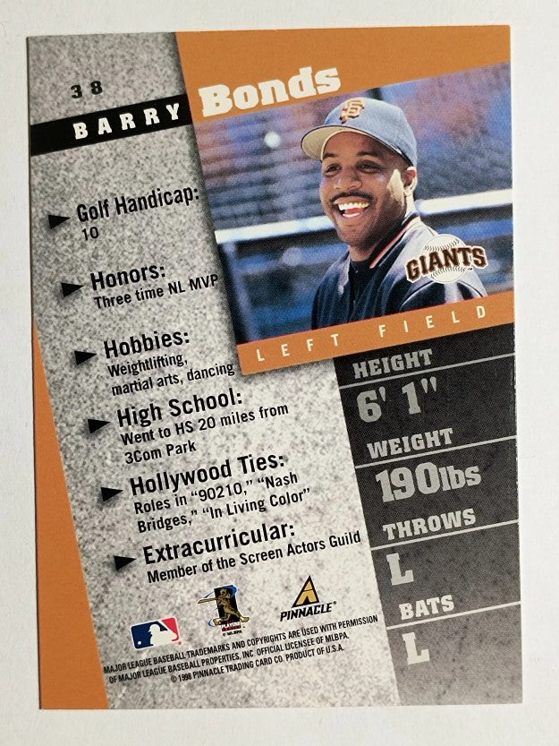 1998 Pinnacle Inside #38 Barry Bonds