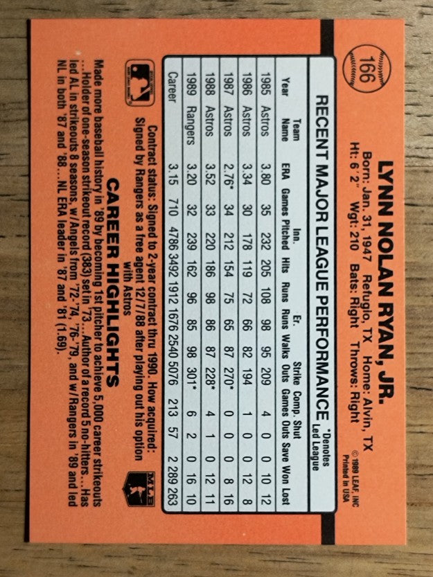 1990 Donruss #166 Nolan Ryan