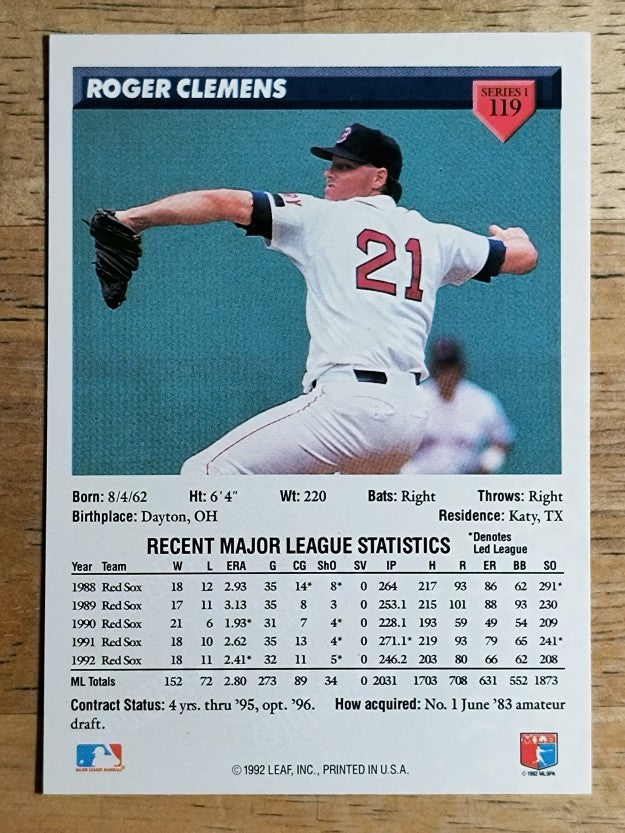 1993 Donruss #119 Roger Clemens