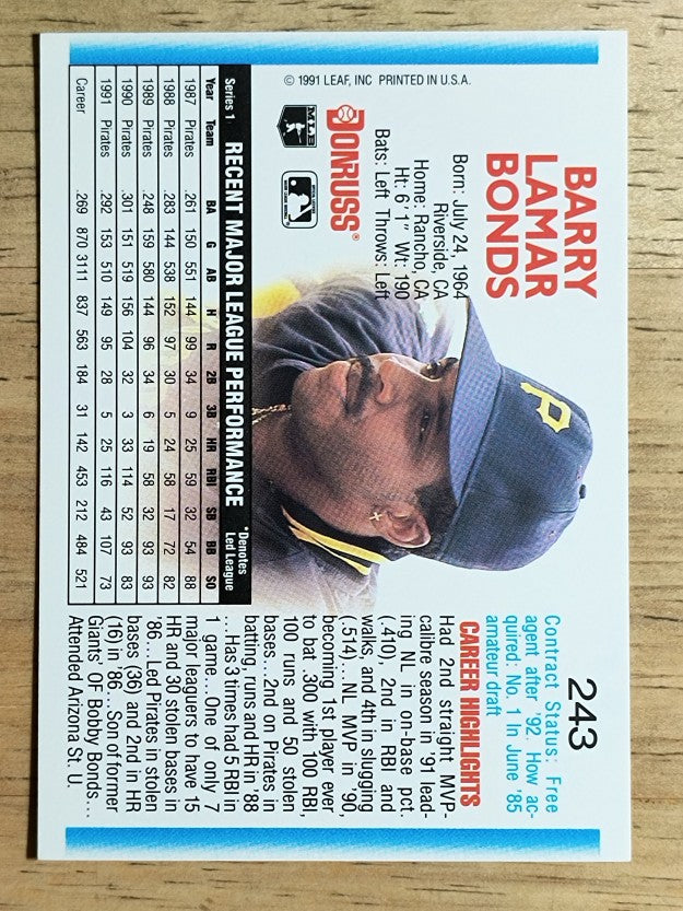 1992 Donruss #243 Barry Bonds