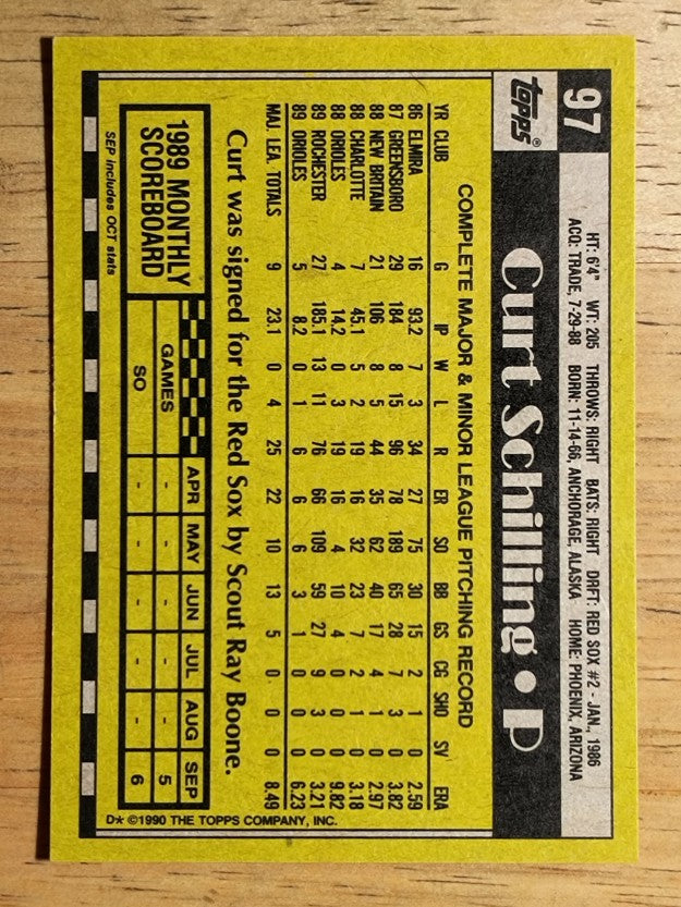 1990 Topps #97 Curt Schilling