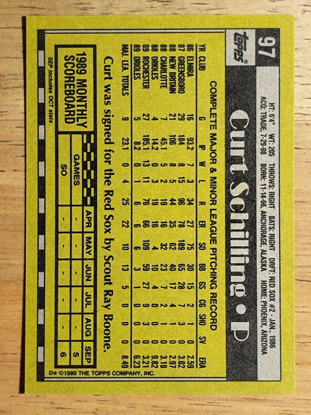 1990 Topps #97 Curt Schilling