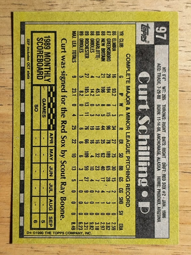 1990 Topps #97 Curt Schilling