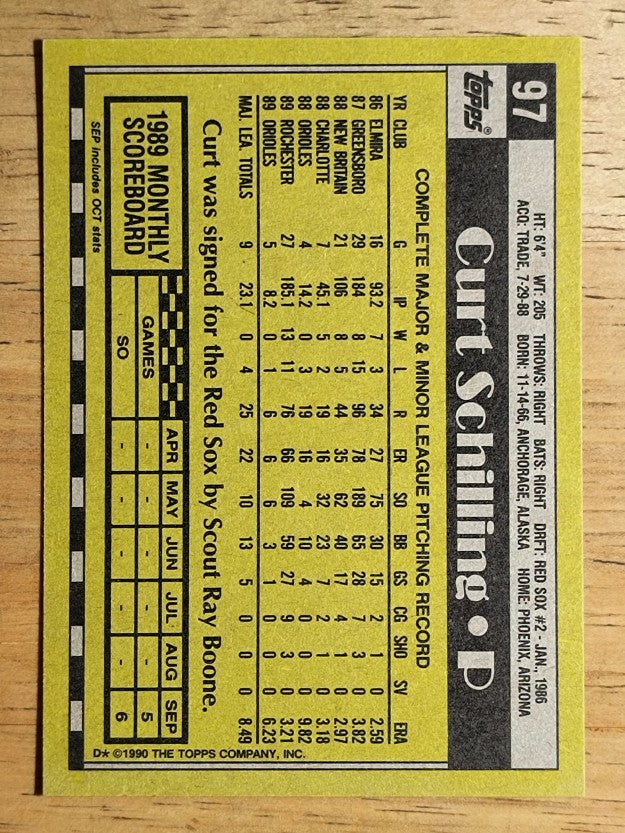 1990 Topps #97 Curt Schilling